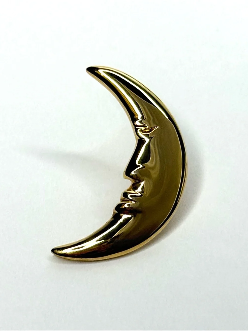 Vintage Signed CAROLEE Gold Crescent Moon Face Man in Moon Celestial Brooch Pin